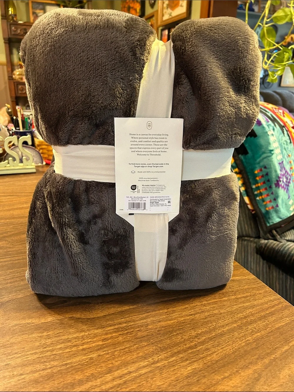 Threshold Plush King Microplush Blanket - Charcoal Gray
